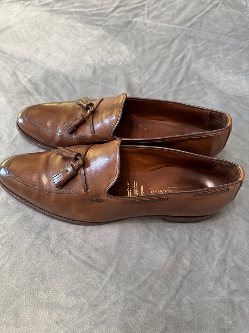 Allen Edmonds Grayson Tassel Loafer Leather Cork Insoles Mens 15 B Walnut Brown - Picture 5 of 16